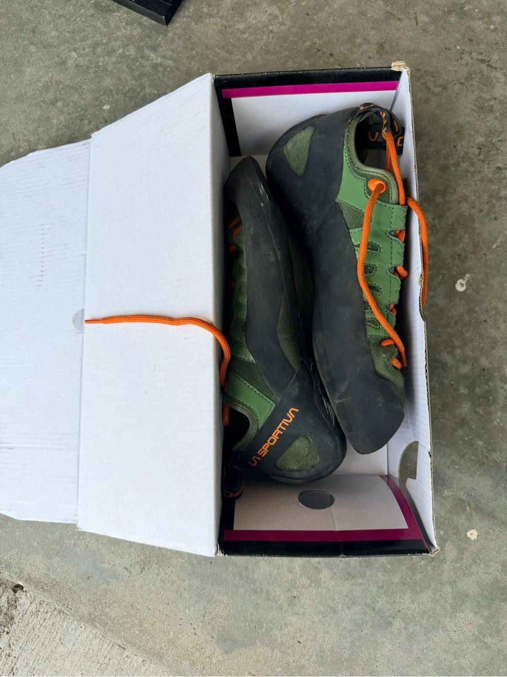La Sportiva Green and Orange Men's Climbing Shoes
